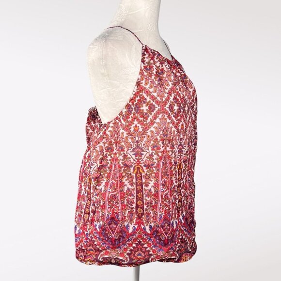Banana Republic Tank Top Blouse Floral Paisley Ramie Cotton Medium - Picture 6 of 9